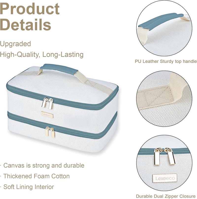 Lexeeco Travel Carrying Case for Shark FlexStyle Attachments & Dyson Airwrap, Hair Dryer Case, Double Layer, Teal - Image 4